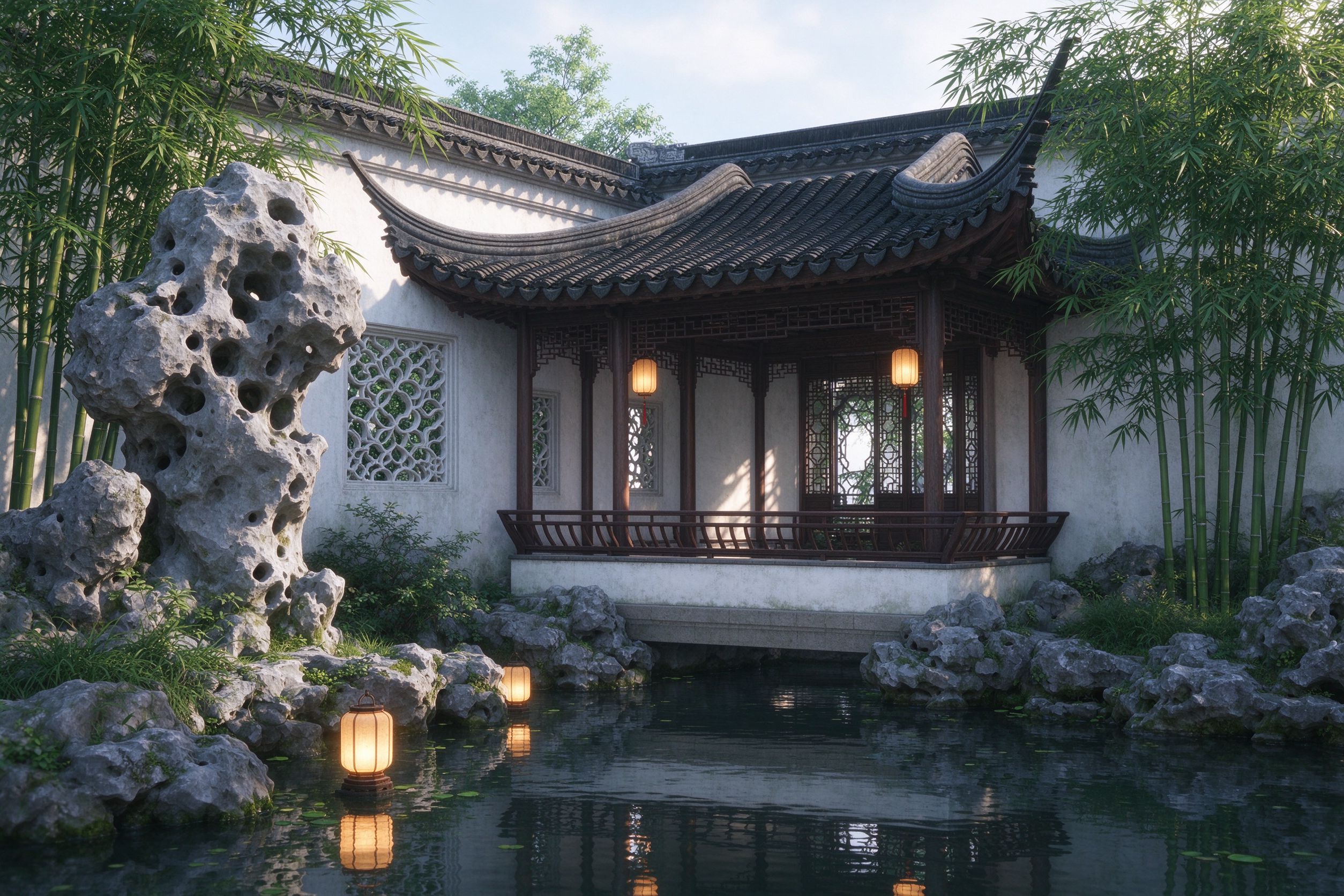 苏州园林·亭榭水景三维场景